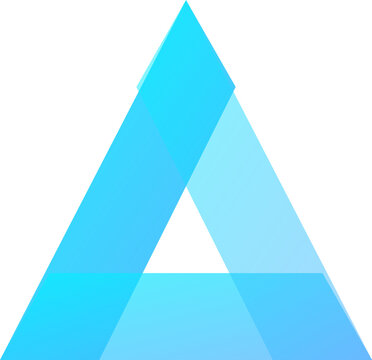 Geometric blue Penrose triangle optical illusion impossible object isolated on a clean white background illustration