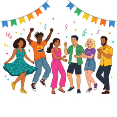Obraz premium Unity and Friendship unity friendship concept illustration celebrating diverse people together at party