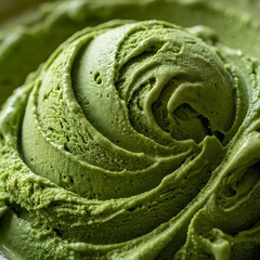 Obraz premium Vibrant Green Ice Cream Scoop, Creamy Dessert