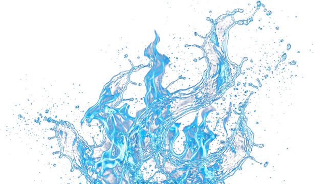 Abstract blue water splash isolated on transparent background
