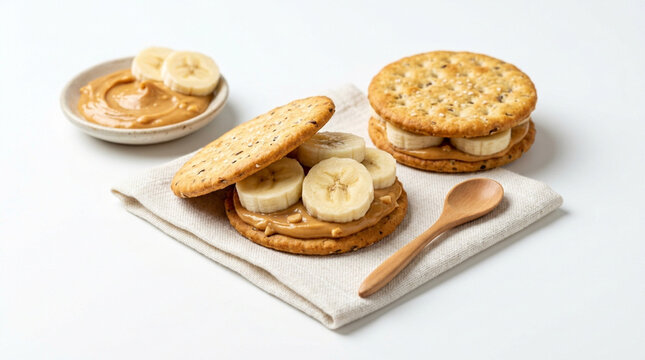 Stack of golden brown cookies on white surface