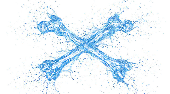 Crossbones made of water splashes isolated on transparent background