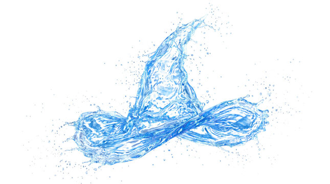 Wizard hat made of water splash isolated on transparent background