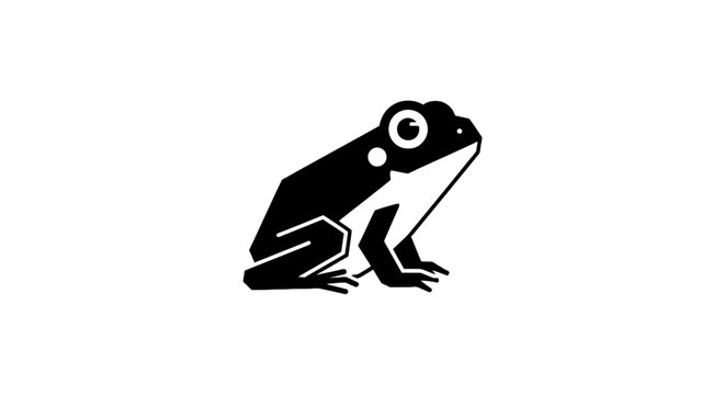 Black Silhouette of a Frog Sitting.