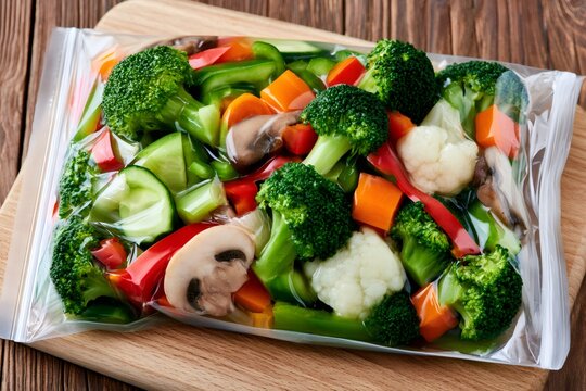 Fresh mixed vegetables vacuum packed for healthy meal prep