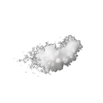 White fluffy cotton cloud isolated on black background