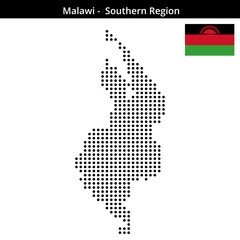 Obraz premium Map of Malawi region -Southern-Region in medium size dots