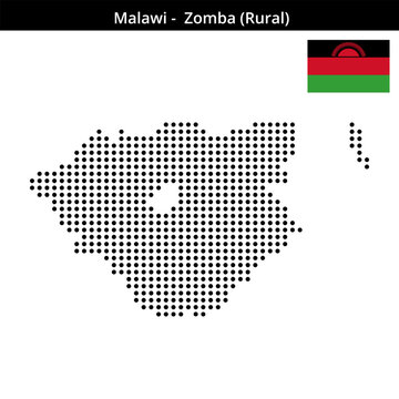Map of Malawi region Zomba-Rural in medium size dots