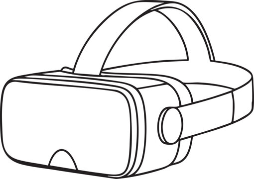 Virtual reality headset device line icon with technology, simulation