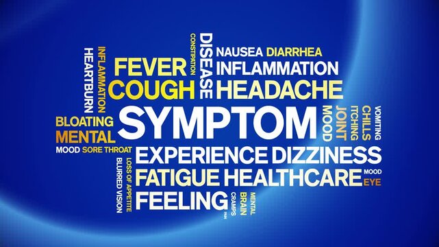 Symptom animated word cloud-text design animation tag kinetic typography seamless loop.