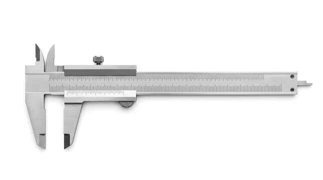 Metal vernier caliper tool isolated on white background