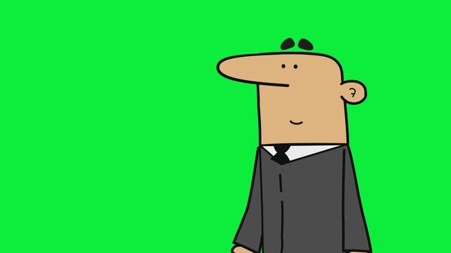 Man in suit looking serious green screen chromakey background 2d animated cartoon animation scene element clip visual frame sequence theme scene element clip visual