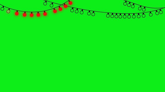 String of colorful lights hanging green screen chromakey background 2d animated cartoon animation scene element clip visual frame sequence theme scene element  