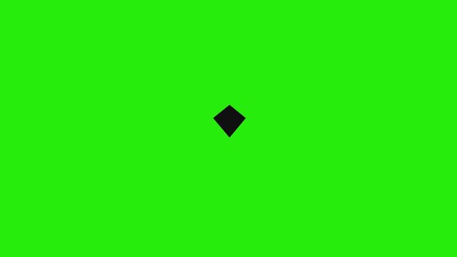Black diamond shape on green green screen chromakey background 2d animated cartoon animation scene element clip visual frame sequence theme scene element clip visual
