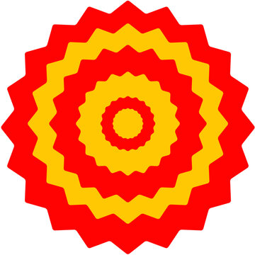 Abstract red and yellow mandala geometric floral ornamen