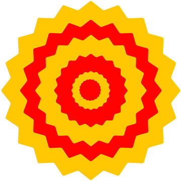 Abstract Red and Yellow Mandala Geometric Floral Ornament
