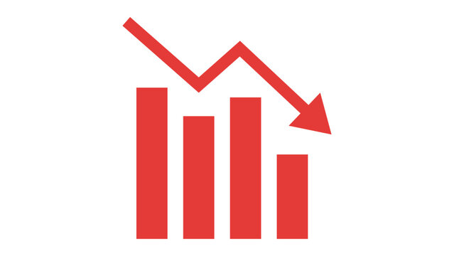 Red arrow graph going down showing financial stock market decline.