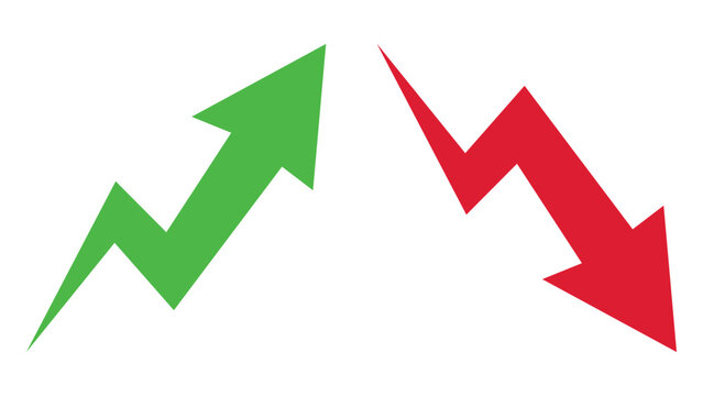 Trend arrows showing increase and decrease on transparent.