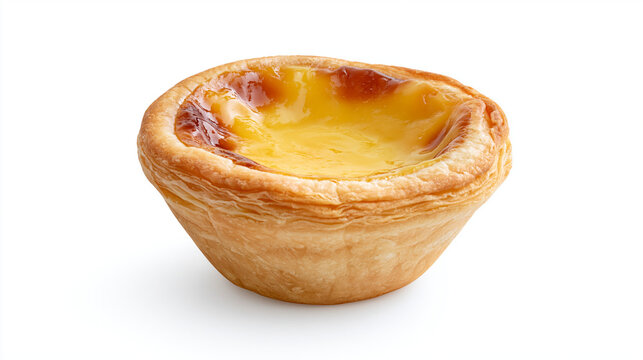 Portuguese Egg Tart Isolated on White Background