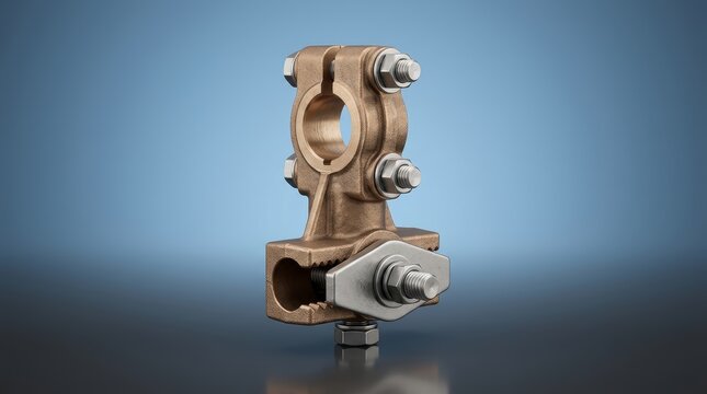 Earth electrode connector 3D render grounding connection fitting for earthing rods electrical installations and safety compliance