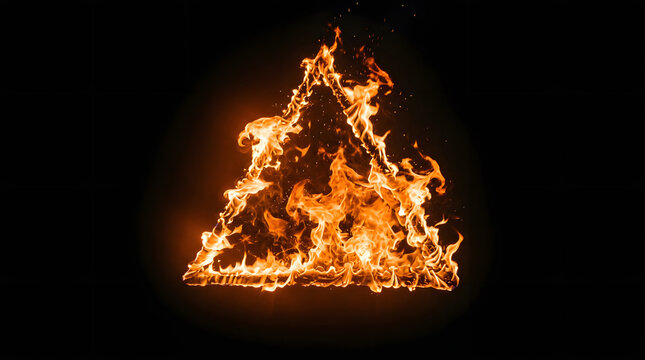 Fiery Triangle Burning on Black Background