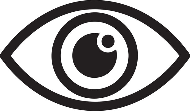 Minimalist eye outline graphic icon with pupil and iris detail