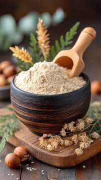 Enhancing nutrition with protein powder a closeup scoop of food supplements for metabolism boosting