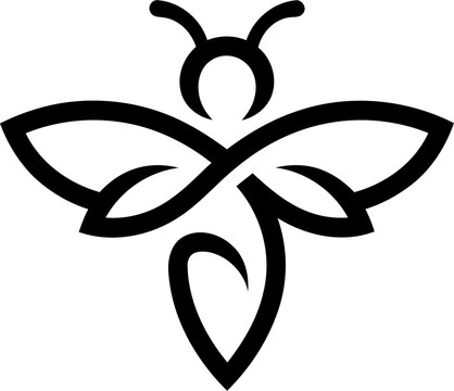 Bee Logo. Modern Insect Symbol. Simple Geometric Pictogram for Honey Brand, Beekeeping, Organic Business, Nature, Eco Company and Premium Branding.