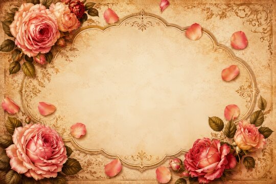 Marco floral vintage con rosas