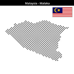 Fototapeta premium Map of Malaysia region Malaka in medium sized cross shaped dots