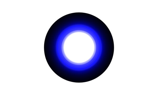 Abstract blue glowing neon circle frame transparent overlay isolated