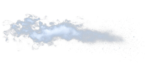 Fototapeta premium A cloud of dense, white, vaporous material, tapering from a broad head to dispersed particles, contrasted against a dark void