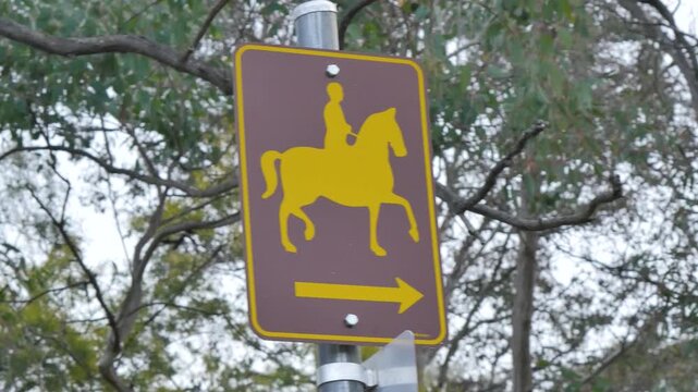Horse riding road sign on the street