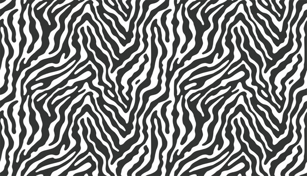Seamless zebra stripe vector pattern with organic black animal print on ivory repeating background for textile wallpaper fabric wrapping paper and surface design
