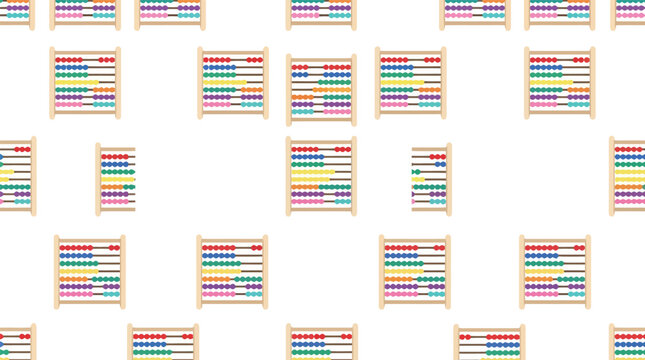 Seamless pattern of colorful abacus counting toys on white background