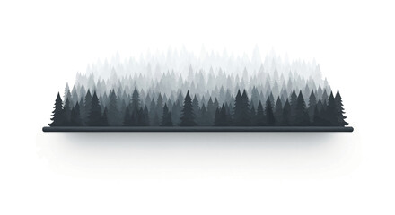 Monochromatic evergreen forest silhouette on horizontal plane © ANDU