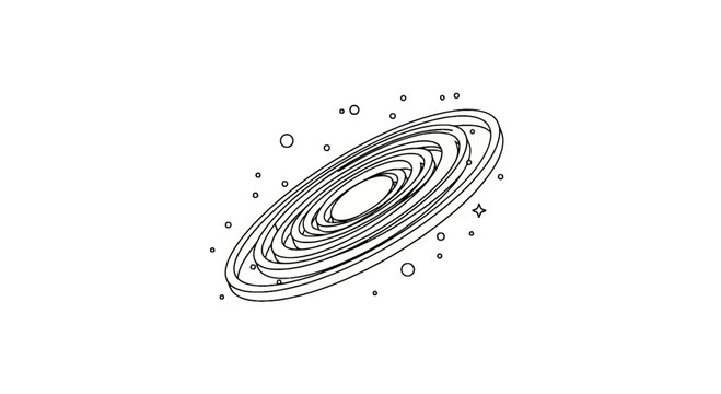 Minimalist line art spiral galaxy icon