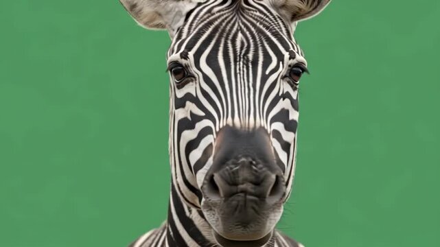 A close portrait of a zebra looking directly into the camera lens