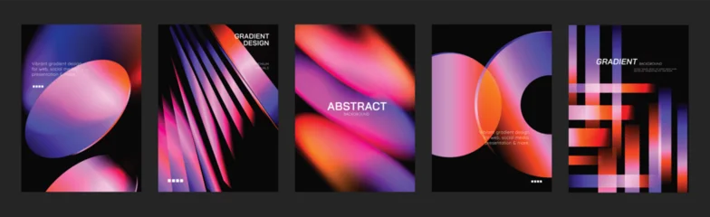 Fototapete Sportgeschäft Abstract gradient poster background vector set. Modern cover templates with colorful geometric shapes and optical illusion design for social media, banner and wallpaper.  © TWINS DESIGN STUDIO