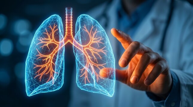 Respiratory specialist using advanced technology to study pulmonary health and cystic fibrosis.