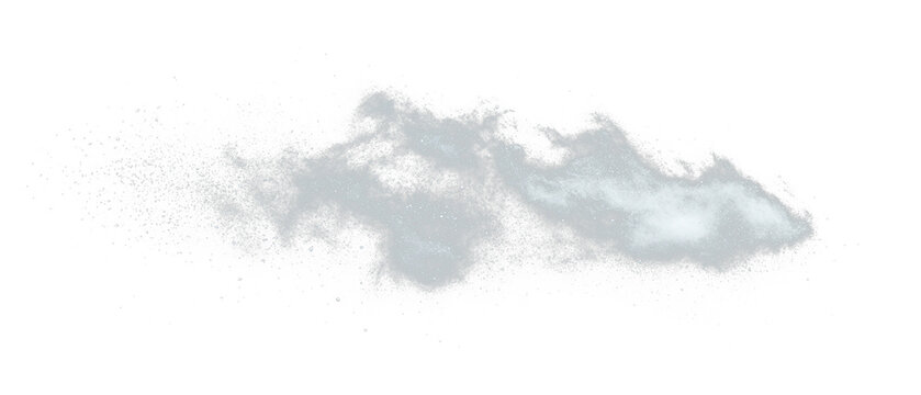 A wispy, textured cloud of white particles on a black background, with an ethereal and smoky appearance