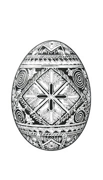 Easter egg with cross and Slavic ornamental motifs &mdash; coloring page for Easter in ancient folk tradition and spiritual symbolism style