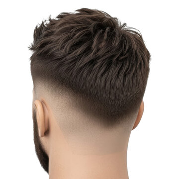 man with modern messy undercut hairstyle side view isolated on transparent background