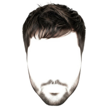 man with short messy hair and goatee beard portrait cutout isolated on transparent background