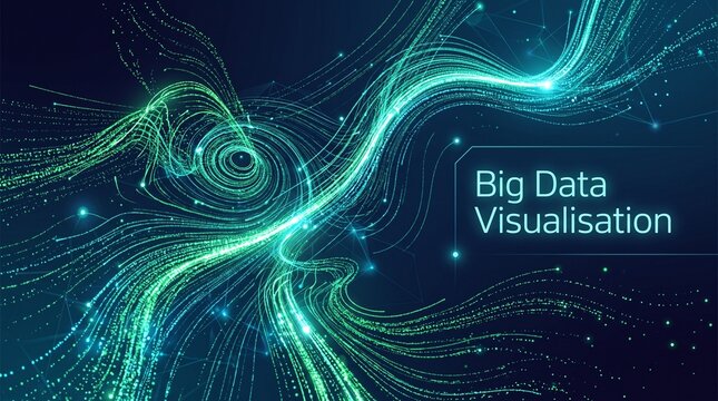 Abstract visualization of flowing data streams, representing Big Data analysis and digital transformation