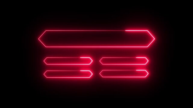 Animation of a neon Red quiz line with a choice of answer options on a black background.est Your Brain with Exciting Multiple Choice Questions in Futuristic Game Show Style" black background 4k video 
