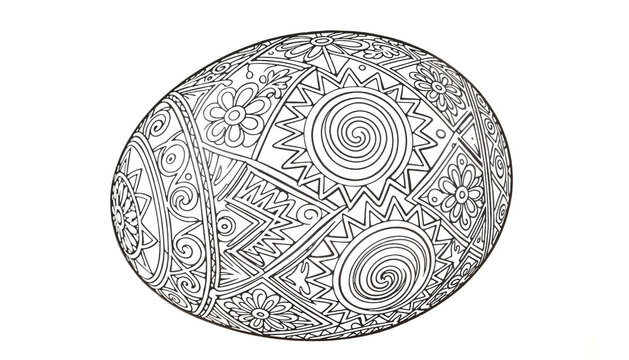 Easter egg in Slavic ornamental style with intricate patterns &mdash; coloring page for Easter in spirit of ancient folk tradition and symbolic harmony