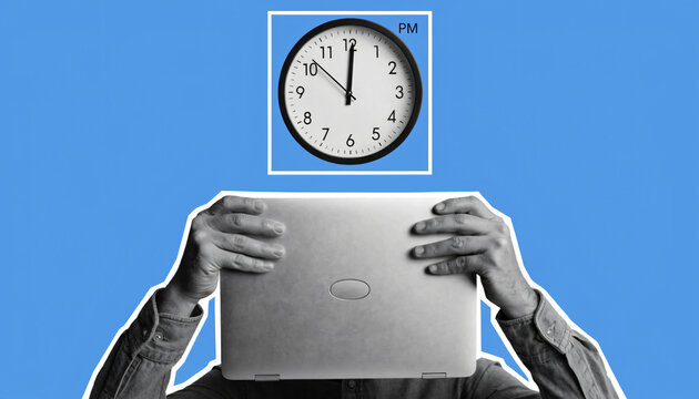 Concept of work life balance and time management with clock