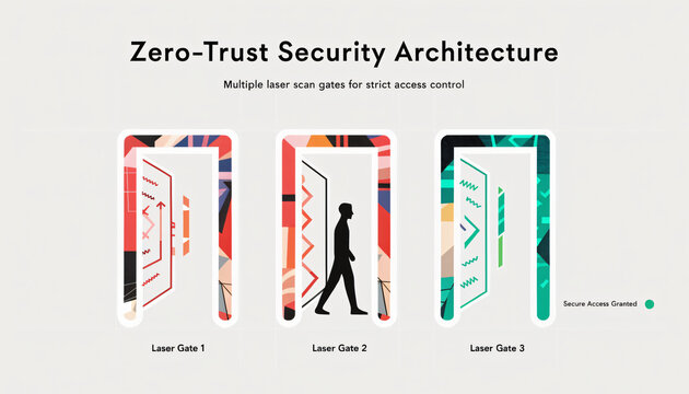 Zero Trust Security Architecture Infographic for Cyber Access Control