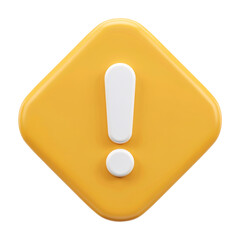 3D Yellow Warning Alert Icon with White Exclamation Mark for Safety Notification Design